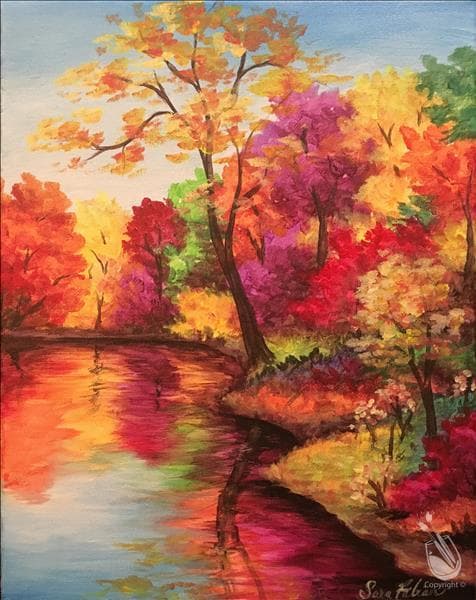 MANIC MONDAYS $10 OFF! Fall Trees Reflected at Painting with a Twist - Lakewood in Lakewood