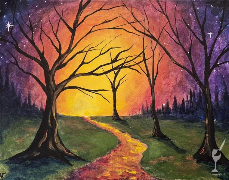 1/2 OFF Wine Bottles! Autumn Path + Add a Candle! at Painting with a Twist - Lakewood in Lakewood