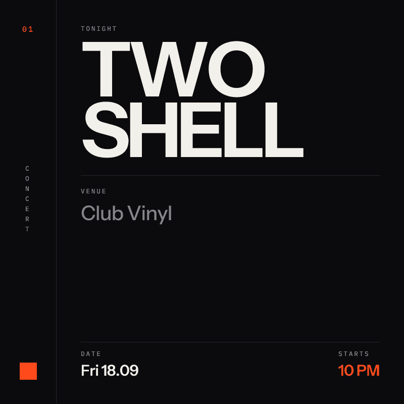 Two Shell at Club Vinyl in Denver - Today