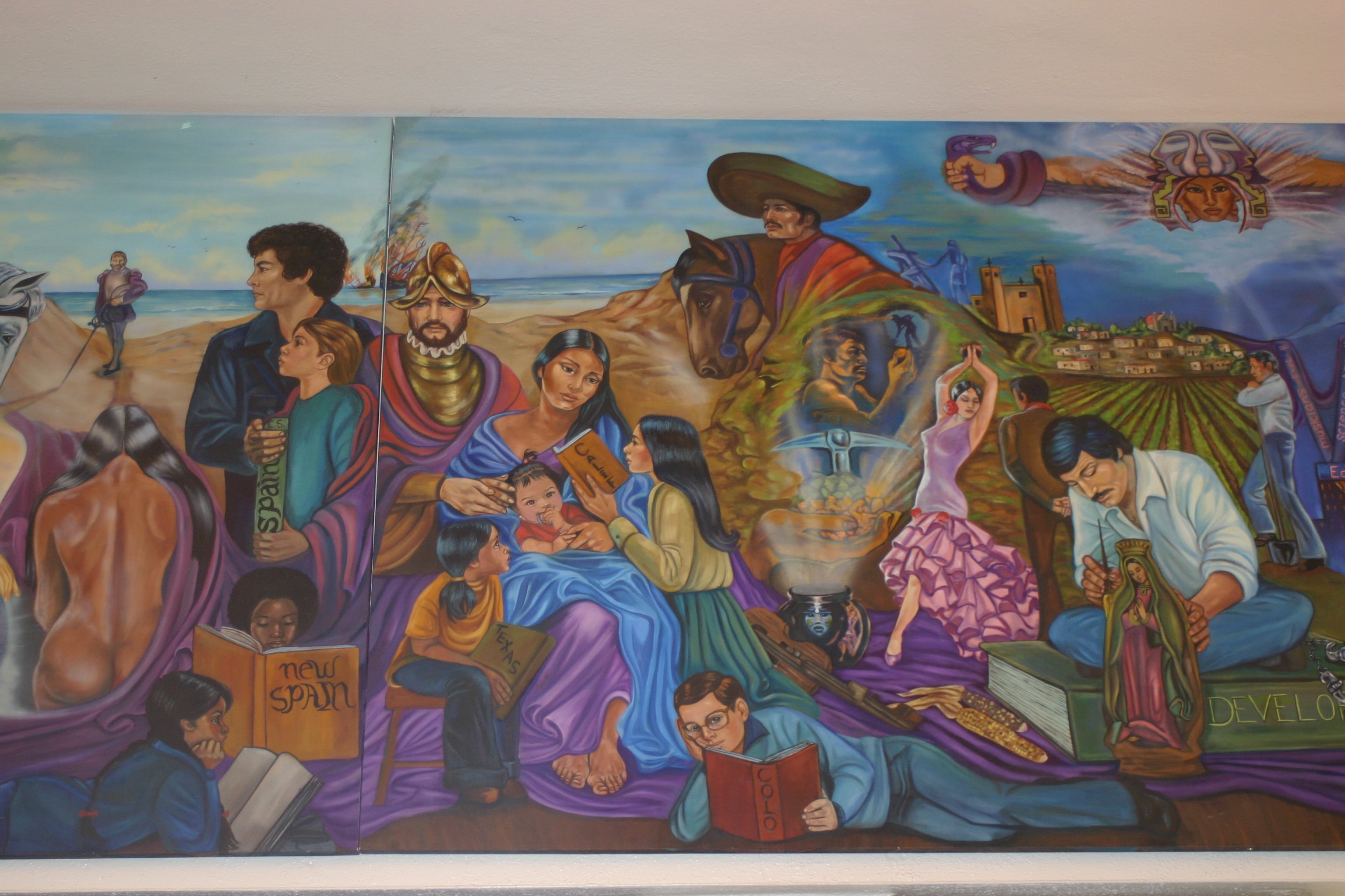 Mural: Pasado, Presente, Futuro by Carlota Espinoza (1977), paint in Lincoln Park, Denver